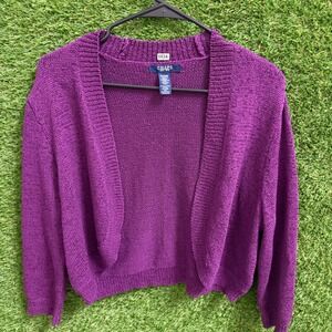 Chaps‎ Women's XL Open Front Knit Cardigan Sweater Purple Cotton Blend